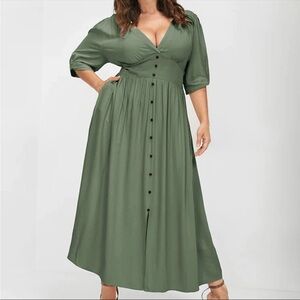 Bloomchic Green Short Sleeve Dress